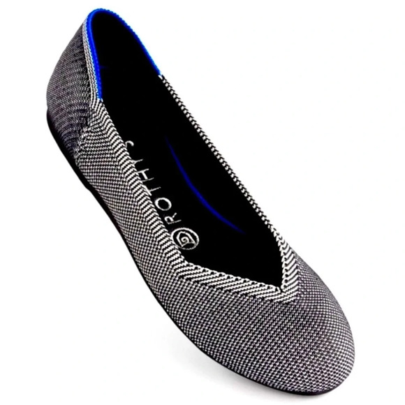 ROTHYS birdseye cloud grey round toe comfort flat - Picture 1 of 7